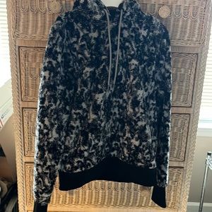 Athleta fuzzy hoodie sweatshirt. Black/grey size XS
